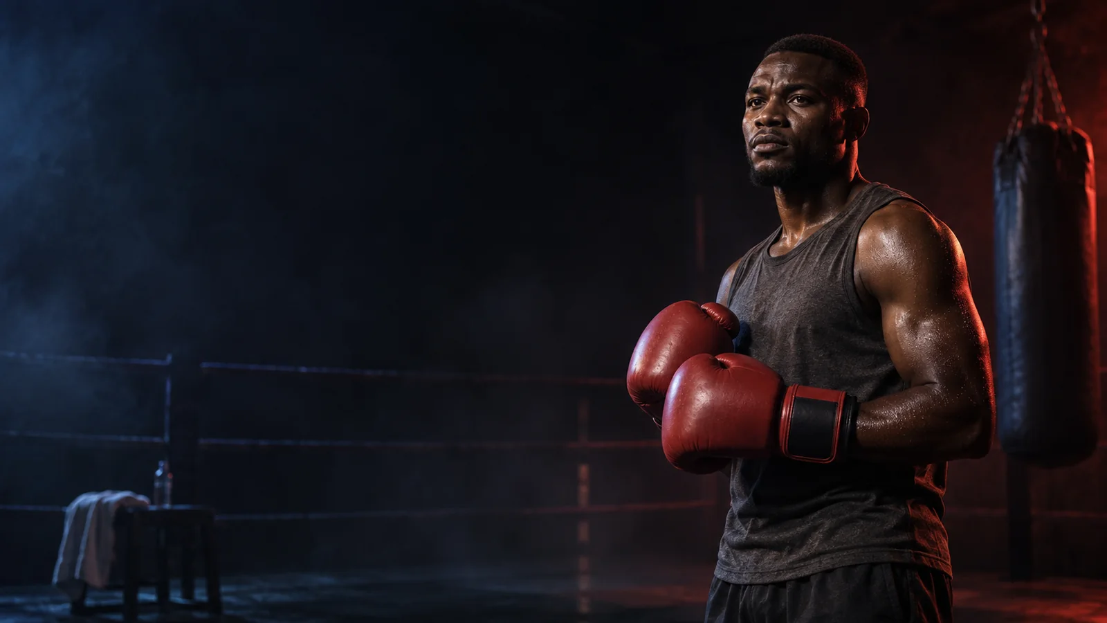 Boxer preparing for training